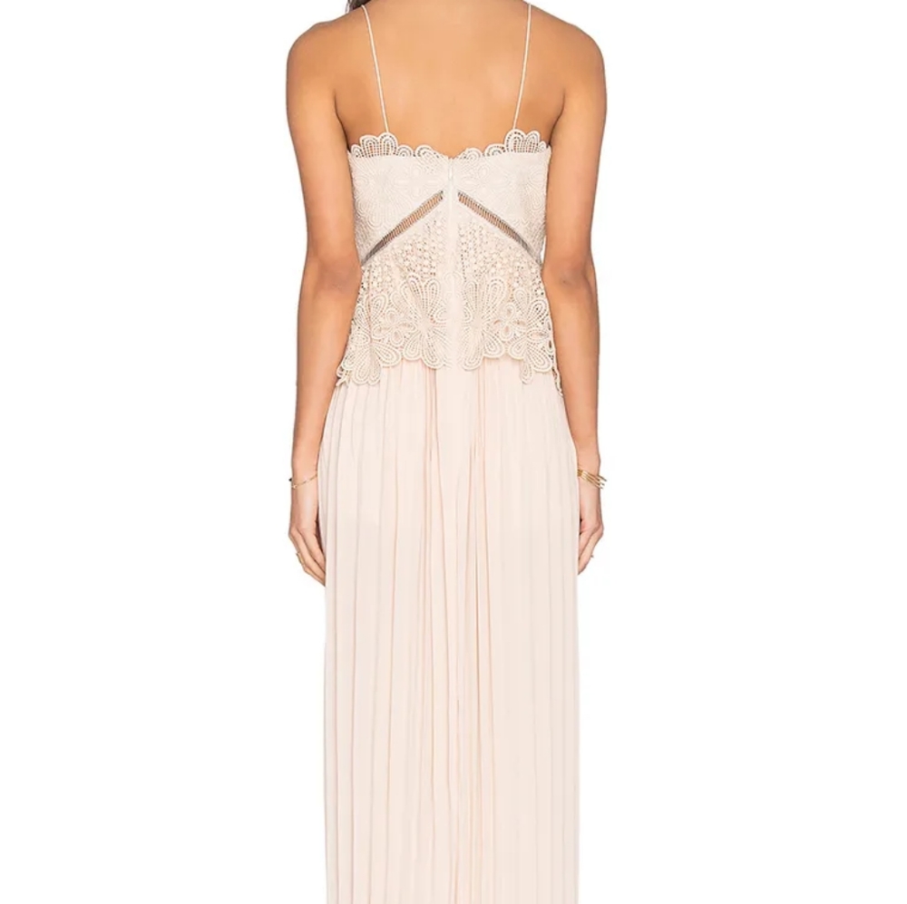 Self-Portrait Lace Peplum Pleated Midi Dress Cream Romantic Occasion Event Dress - Picture 4 of 16